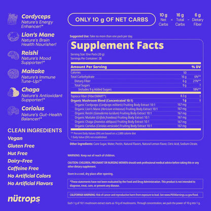 Grüns Nutrops Lions Mane Mushroom Gummies for Adults
