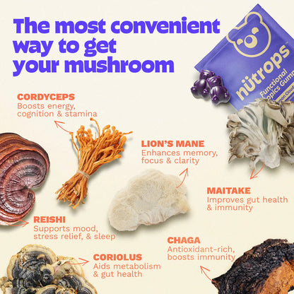 Grüns Nutrops Lions Mane Mushroom Gummies for Adults